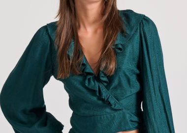 Κρουαζέ τοπ σε ζακάρ ύφανση με βολάν - FUNKY BUDDHA - 