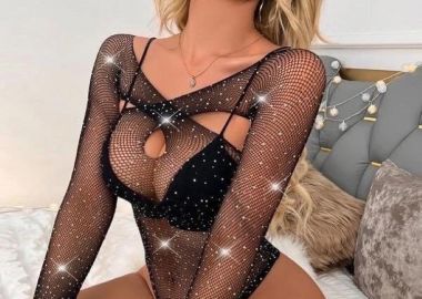 KYLIE NET STRASS BODYSUIT - fashionroom - 