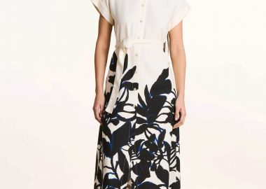 La Fée Maraboutée γυναικείο midi φόρεμα σεμιζιέ με all-over print - FL-RO-FATOU-F Μαύρο - LA FEE MARABOUTEE - 