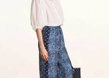 La Fée Maraboutée γυναικείο παντελόνι με all-over print Wide Fit - FL-PA-FRANZA-S Μπλε - LA FEE MARABOUTEE - 