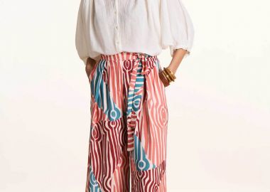 La Fée Maraboutée γυναικείο παντελόνι με all-over print Wide Fit - FL-PA-SIMBA-O Ροζ - LA FEE MARABOUTEE - 