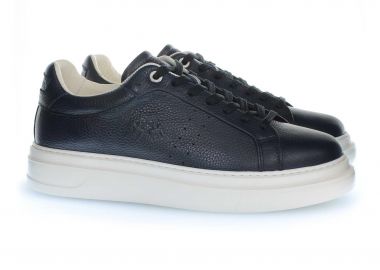 La Martina ανδρικά δερμάτινα sneakers με λογότυπο - LFM261010-1C012 Μαύρο - LA MARTINA - 