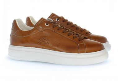 La Martina ανδρικά δερμάτινα sneakers με λογότυπο - LFM261011-1W017 Ταμπά - LA MARTINA - 