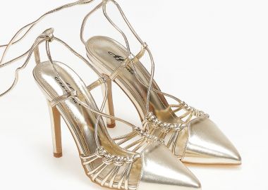 Lace up γόβες - Χρυσό - Issue - 