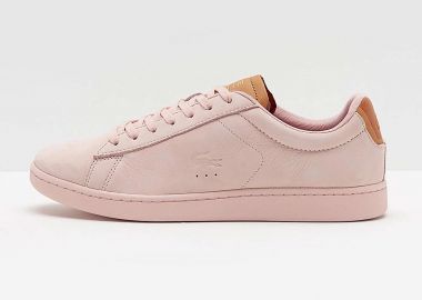 Lacoste ανδρικά δερμάτινα sneakers μονόχρωμα με ανάγλυφη λεπτομέρεια στο πλάι 