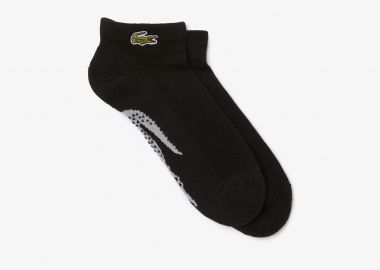 Lacoste ανδρικές κάλτσες μονόχρωμες με κεντημένο λογότυπο και jacquard contrast print - RA4188 Μαύρο - LACOSTE - 