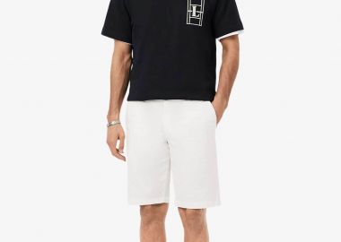 Lacoste ανδρική βερμούδα chino stretch twill Slim Fit - FH2349 Λευκό - LACOSTE - 