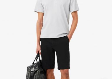 Lacoste ανδρική βερμούδα chino stretch twill Slim Fit - FH2349 Μαύρο - LACOSTE - 