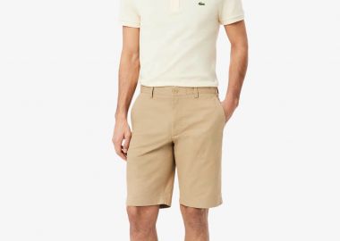 Lacoste ανδρική βερμούδα chino stretch twill Slim Fit - FH2349 Μπεζ - LACOSTE - 