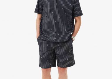 Lacoste ανδρική βερμούδα με ριγέ σχέδιο και ελαστική μέση Relaxed Fit - GH1964 Μπλε Σκούρο - LACOSTE - 