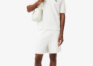 Lacoste ανδρική βερμούδα μπουκλέ με κεντημένο λογότυπο Relaxed Fit - GH0799 Λευκό - LACOSTE - 