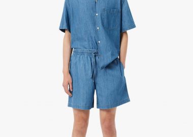 Lacoste ανδρική denim βερμούδα με ελαστική μέση Relaxed Fit - GH1856 Denim Blue - LACOSTE - 