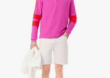Lacoste ανδρική denim βερμούδα πεντάτσεπη Straight Fit - FH9932-00 Λευκό - LACOSTE - 