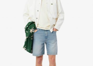 Lacoste ανδρική denim βερμούδα πεντάτσεπη Straight Fit - FH9932-00 Μπλε Ανοιχτό - LACOSTE - 