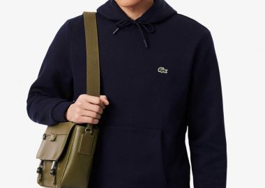 Lacoste ανδρική μπλούζα φούτερ με κουκούλα και κεντημένο λογότυπο Classic Fit - SH9623 Μπλε Σκούρο - LACOSTE - 