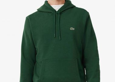 Lacoste ανδρική μπλούζα φούτερ με κουκούλα και κεντημένο λογότυπο Classic Fit - SH9623 Πράσινο Σκούρο - LACOSTE - 