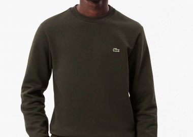 Lacoste ανδρική μπλούζα φούτερ μονόχρωμη με κεντημένο λογότυπο Classic Fit - SH9608 Χακί - LACOSTE - 