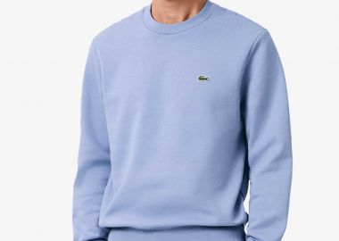 Lacoste ανδρική μπλούζα φούτερ μονόχρωμη με κεντημένο λογότυπο Classic Fit - SH9608 Λιλά - LACOSTE - 