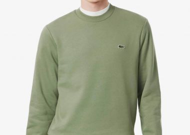 Lacoste ανδρική μπλούζα φούτερ μονόχρωμη με κεντημένο λογότυπο Classic Fit - SH9608 Πράσινο Teal - LACOSTE - 