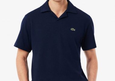 Lacoste ανδρική μπλούζα πόλο πικέ με λινάρι και κεντημένο λογότυπο Classic Fit - PH2449 Μπλε Σκούρο - LACOSTE - 