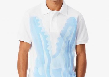 Lacoste ανδρική μπλούζα πόλο πικέ με print Classic Fit - PH2194 Λευκό - LACOSTE - 