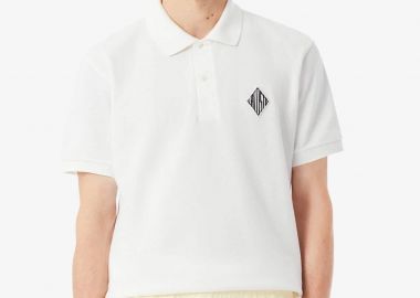 Lacoste ανδρική μπλούζα πόλο πικέ με retro logo patch Classic Fit - PH0034-00 Λευκό - LACOSTE - 