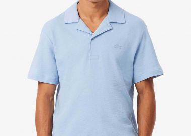 Lacoste ανδρική μπλούζα πόλο textured με λογότυπο Classic Fit - DH1969 Μπλε Ανοιχτό - LACOSTE - 