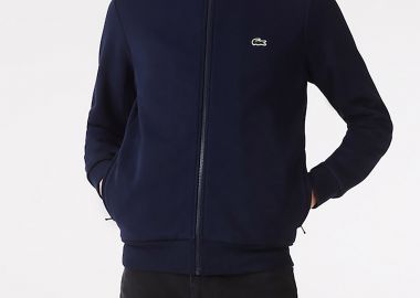 Lacoste ανδρική ζακέτα φούτερ fleece με ψηλό λαιμό και κεντημένο λογότυπο Regular Fit - SH9622 Μπλε Σκούρο - LACOSTE - 