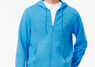 Lacoste ανδρική ζακέτα φούτερ με κουκούλα και κεντημένο λογότυπο Classic Fit - SH9626 Γαλάζιο - LACOSTE - 