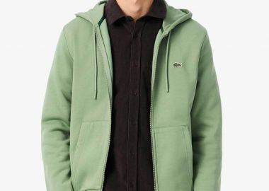 Lacoste ανδρική ζακέτα φούτερ με κουκούλα και κεντημένο λογότυπο Classic Fit - SH9626 Πράσινο Teal - LACOSTE - 
