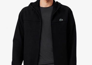 Lacoste ανδρικό αδιάβροχο jacket με κουκούλα και λογότυπο Regular Fit - BH3466 Μαύρο - LACOSTE - 