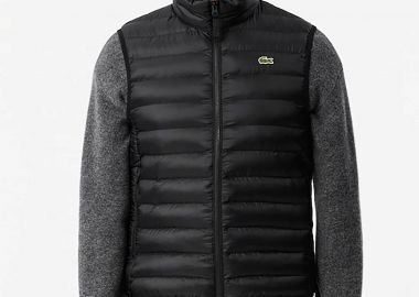 Lacoste ανδρικό αμάνικο μπουφάν αδιάβροχο με καπιτονέ σχέδιο και κεντημένο λογότυπο Classic Fit - BH2886-00 Μαύρο - LACOSTE - 