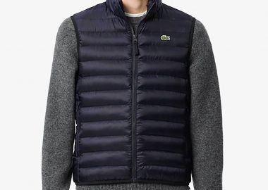 Lacoste ανδρικό αμάνικο μπουφάν αδιάβροχο με καπιτονέ σχέδιο και κεντημένο λογότυπο Classic Fit - BH2886-00 Μπλε Σκούρο - LACOSTE - 