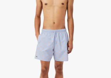 Lacoste ανδρικό μαγιό σορτς με all-over crocodile print - MH1851 Μπλε Ανοιχτό - LACOSTE - 