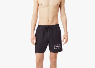 Lacoste ανδρικό μαγιό σορτς με tennis print - MH1887 Καφέ Σκούρο - LACOSTE - 