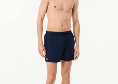 Lacoste ανδρικό μαγιό σορτς μονόχρωμο με κεντημένο λογότυπο - MH6270 Μπλε Σκούρο - LACOSTE - 