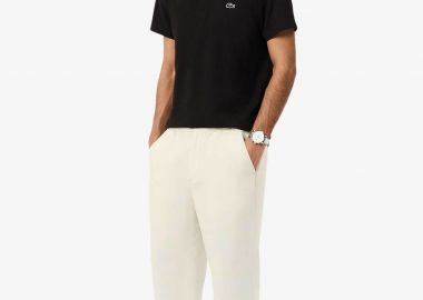 Lacoste ανδρικό παντελόνι chino με λινάρι Regular Fit - HH1972 Εκρού - LACOSTE - 