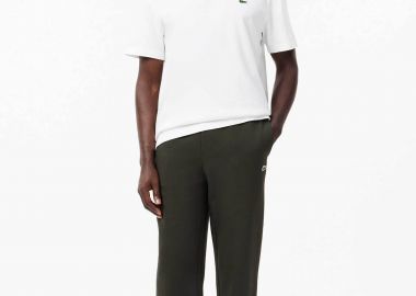Lacoste ανδρικό παντελόνι φόρμας με κεντημένο λογότυπο Regular Fit - XH9610 Χακί - LACOSTE - 