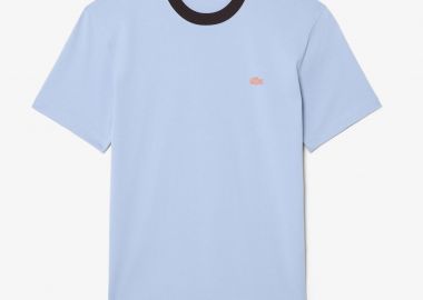 Lacoste ανδρικό T-shirt με contrast λαιμόκοψη και λογότυπο Classic Fit - TH2323 Μπλε Ανοιχτό - LACOSTE - 