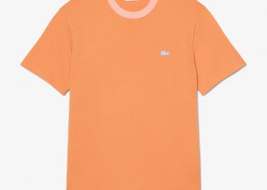 Lacoste ανδρικό T-shirt με contrast λαιμόκοψη και λογότυπο Classic Fit - TH2323 Πορτοκαλί - LACOSTE - 