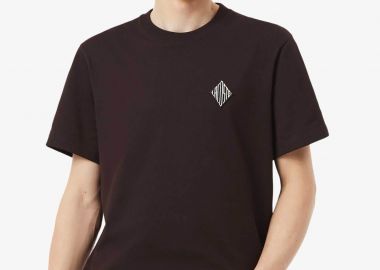 Lacoste ανδρικό T-shirt με κεντημένο retro logo Classic Fit - TH0028-00 Καφέ Σκούρο - LACOSTE - 
