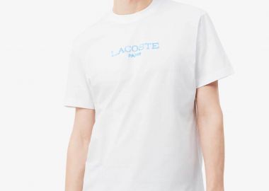 Lacoste ανδρικό T-shirt με logo print Classic Fit - TH1435 Λευκό - LACOSTE - 