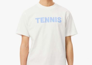 Lacoste ανδρικό T-shirt με tennis print Classic Fit - TH1578 Λευκό - LACOSTE - 