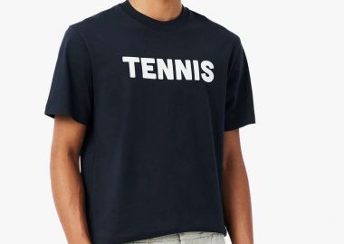 Lacoste ανδρικό T-shirt με tennis print Classic Fit - TH1578 Μπλε Σκούρο - LACOSTE - 