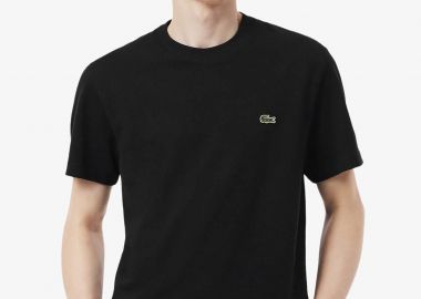 Lacoste ανδρικό T-shirt πικέ με λινάρι και κεντημένο λογότυπο Classic Fit - TH0629 Μαύρο - LACOSTE - 