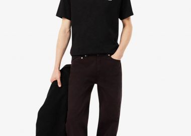 Lacoste ανδρικό τζιν παντελόνι πεντάτσεπο Straight Fit (34L) - HH0717-00 Καφέ Σκούρο - LACOSTE - 