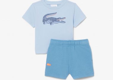 Lacoste βρεφικό σετ με T-shirt και σορτς με λογότυπο (2 τεμάχια) - 2W7379 Μπλε Ανοιχτό - LACOSTE - 