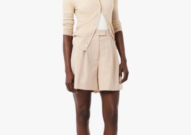 Lacoste γυναικεία βερμούδα με μαλλί Oversized Fit - FF0243 Nude - LACOSTE - 
