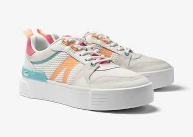 Lacoste γυναικεία δερμάτινα sneakers με πολύχρωμες λεπτομέρειες 