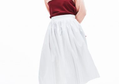 Lacoste γυναικεία midi φούστα πλισσέ μονόχρωμη - JF4213 Λευκό - LACOSTE - 